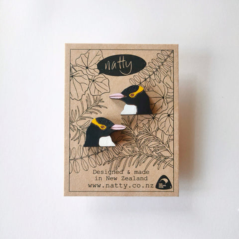 Hoiho Yellow eyed Penguin earrings