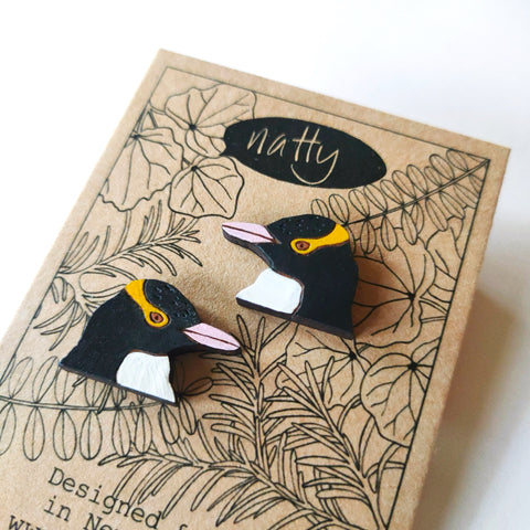 Hoiho Yellow eyed Penguin earrings