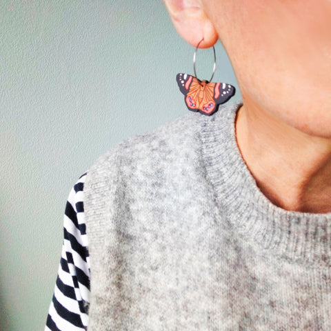 Red Admiral Butterfly earrings