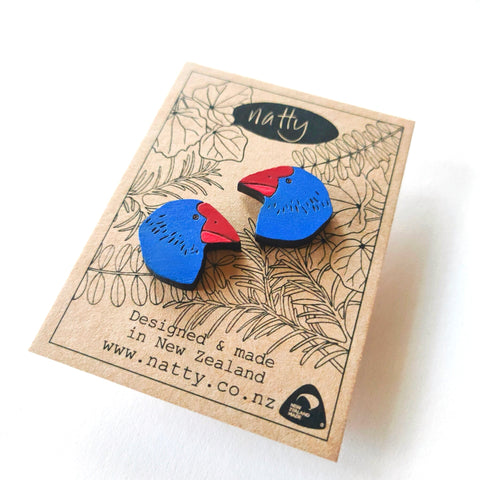 Takahe head earrings