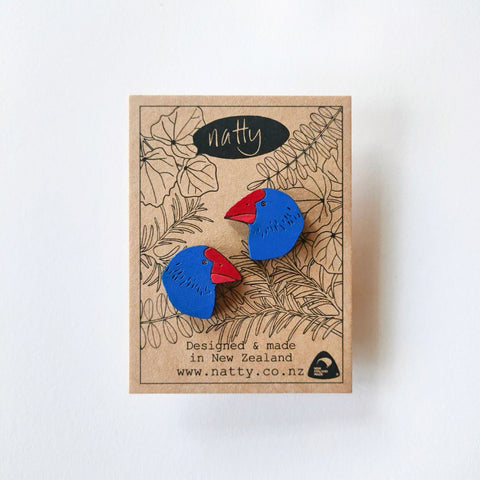 Takahe head earrings