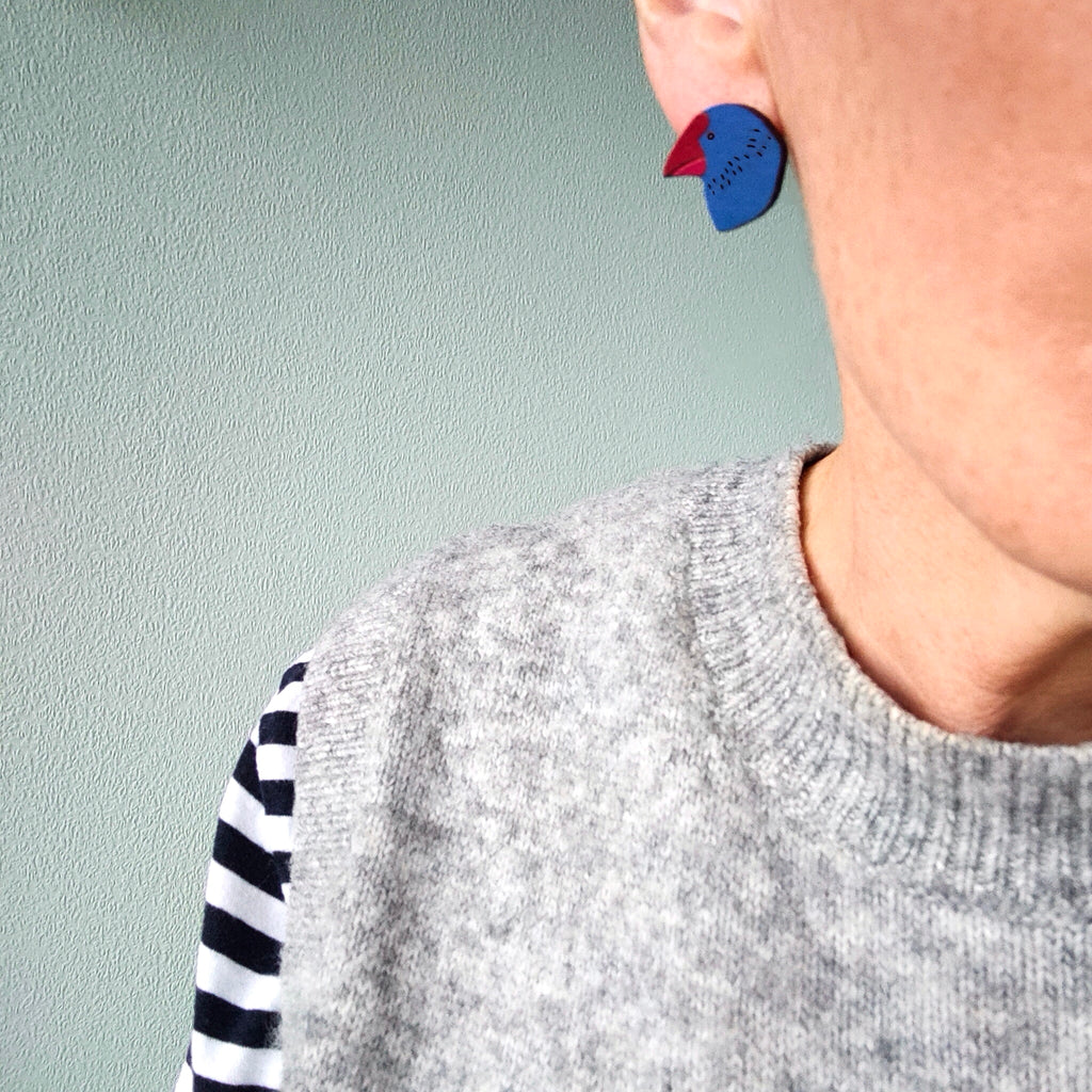 Takahe head earrings