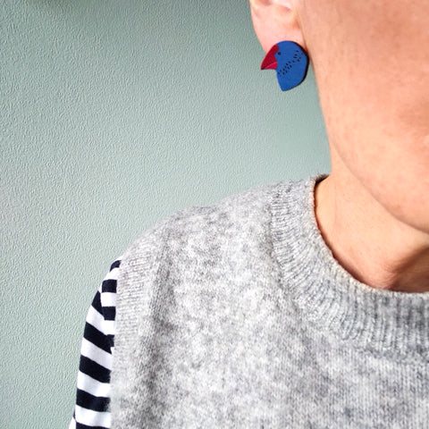Takahe head earrings