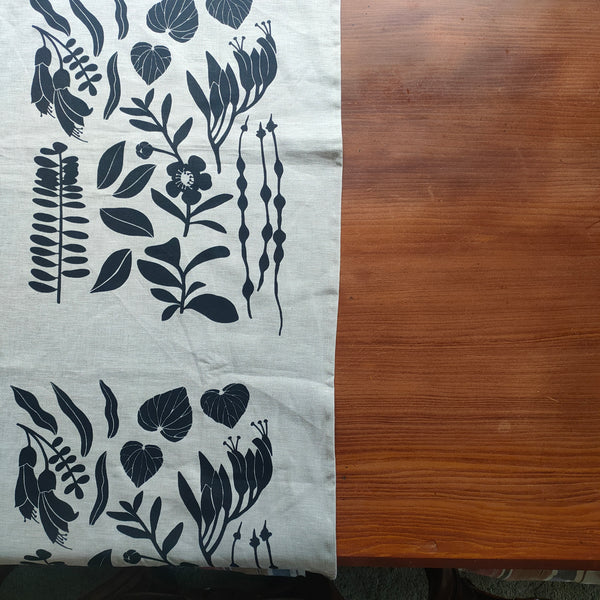 NZ Natives Linen Table Runner NZ Table Runner Natty natty