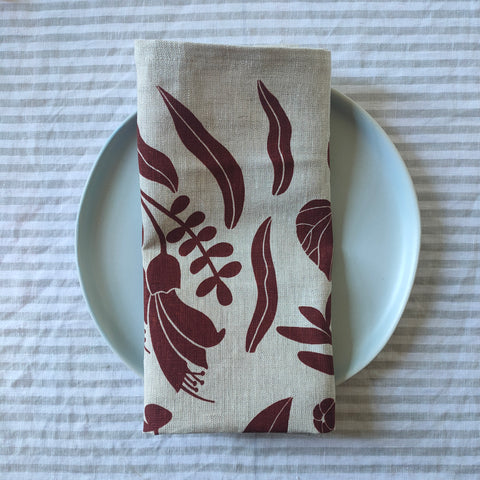 NZ Natives Linen Napkins - Pair / Rust