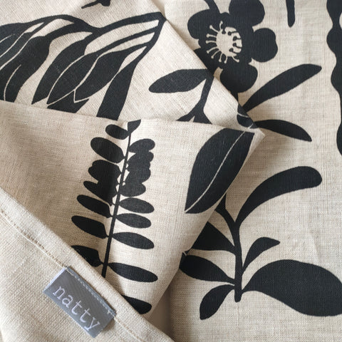 NZ Natives Linen Napkins - Pair / Black