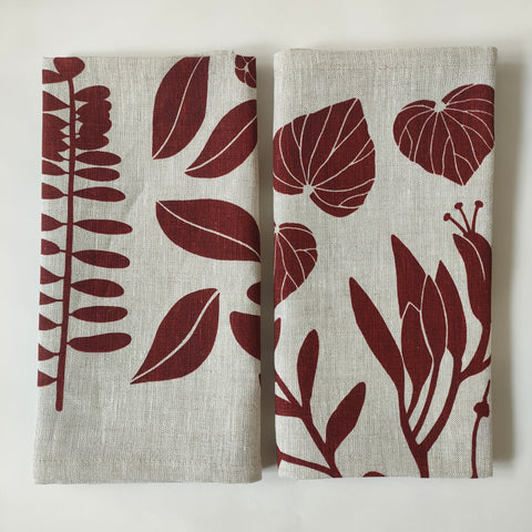 NZ Natives Linen Napkins - Pair / Rust