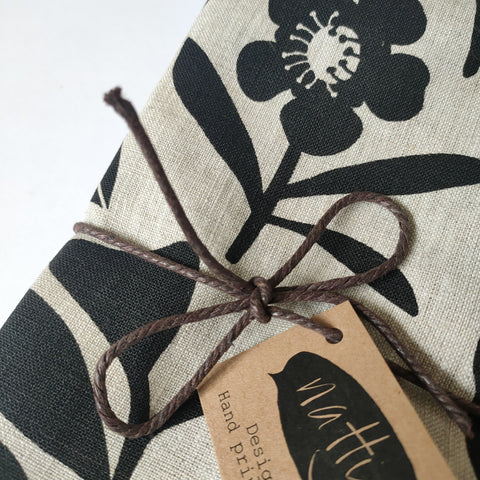 NZ Natives Linen Napkins - Pair / Black