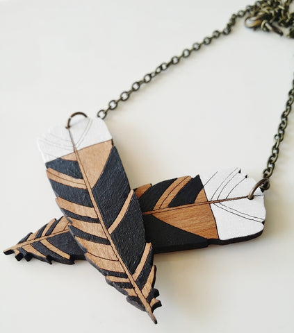 Huia Feather Reclaimed Rimu Necklace