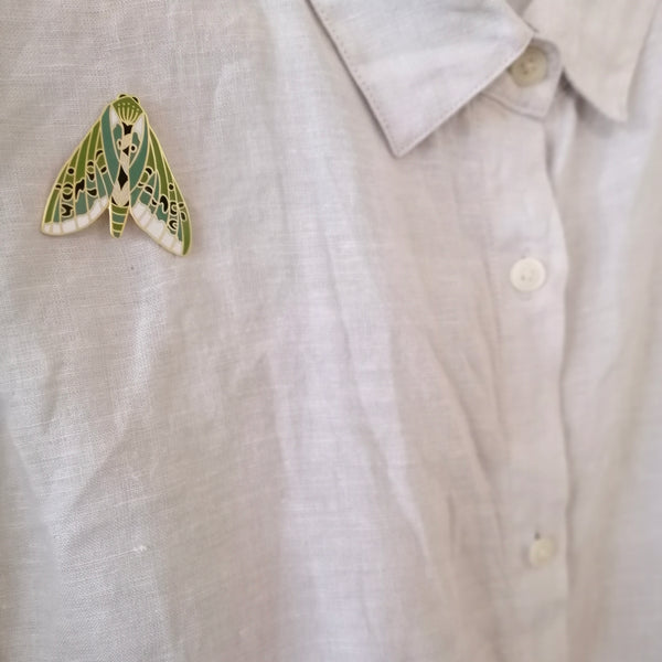 Puriri Moth Enamel Pin NZ Made Jewellery Natty natty