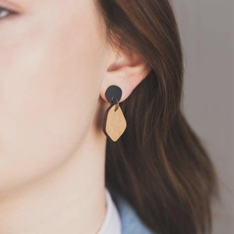 Coloured Laminate stud Hanging earrings