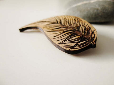 Kiwi Feather Rimu Brooch