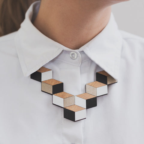 Cube Necklace - Reclaimed Rimu