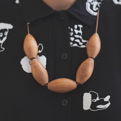 Oval Bead Necklace - Native NZ Reclaimed Heart Rimu