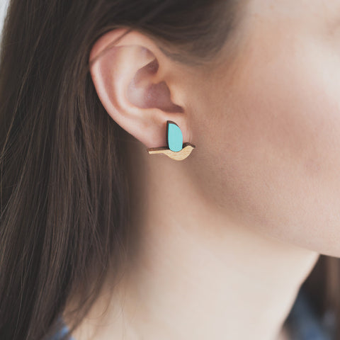 Kereru bird Rimu earrings