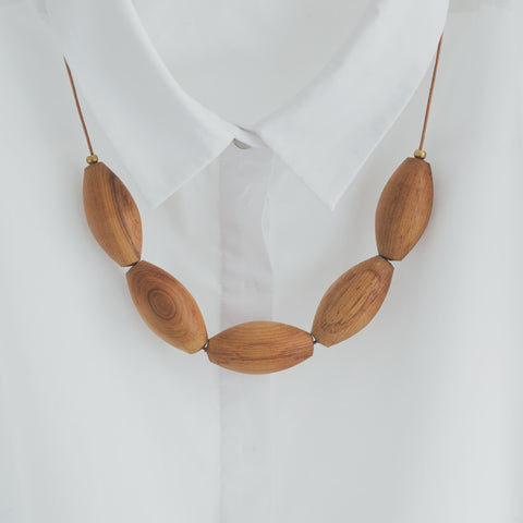 Oval Bead Necklace - Native NZ Reclaimed Heart Rimu