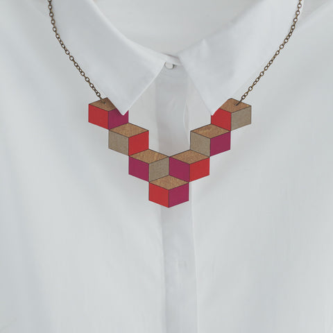 Cube Necklace - Reclaimed Rimu