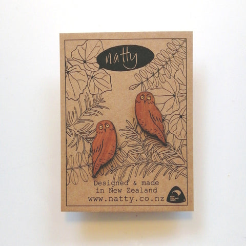 Ruru Morepork Rimu earrings
