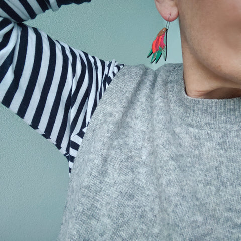 Harakeke flower earrings
