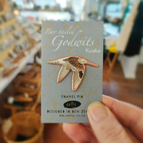 Bar-tailed Godwits Kuaka Enamel Pin