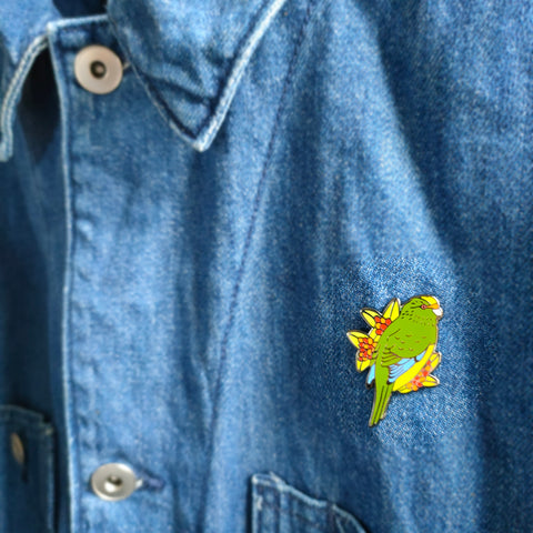 Orange fronted Parakeet Kākāriki karaka Enamel Pin
