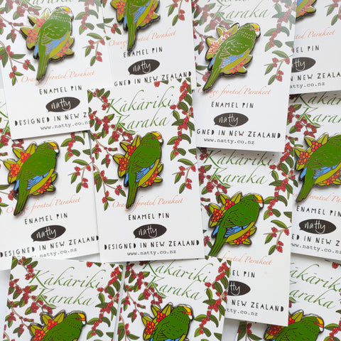 Orange fronted Parakeet Kākāriki karaka Enamel Pin