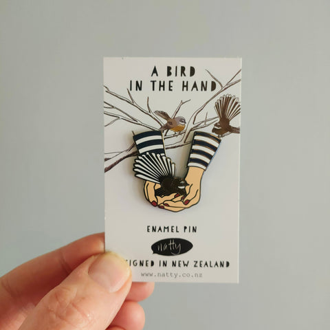 A Bird in the Hand Fantail Enamel Pin
