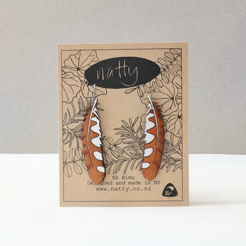 Ruru feather Rimu earrings