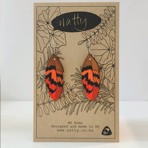 Kākā feather Rimu earrings