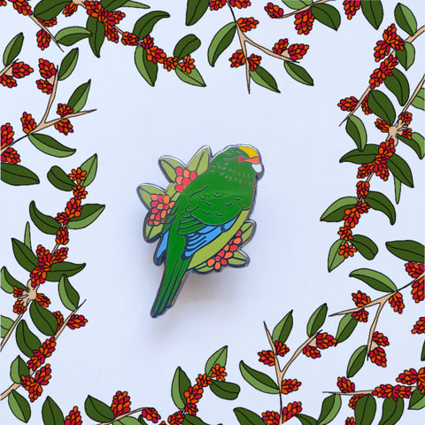 Orange fronted Parakeet Kākāriki karaka Enamel Pin