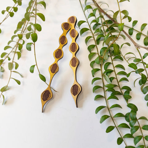 Kōwhai pod earrings