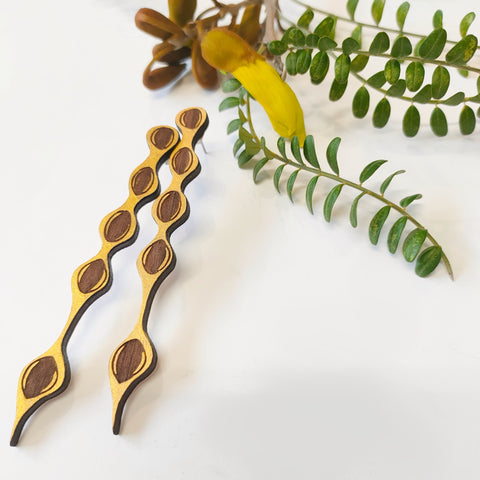 Kōwhai pod earrings