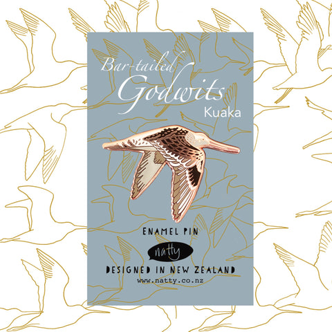 Bar-tailed Godwits Kuaka Enamel Pin
