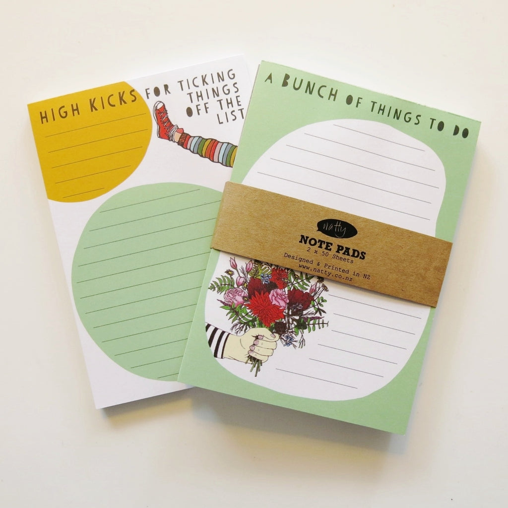 Note pad 2 pack - Flowers and High kicks