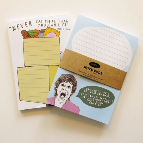 Note pad 2 pack - Never eat more and Mick Jagger