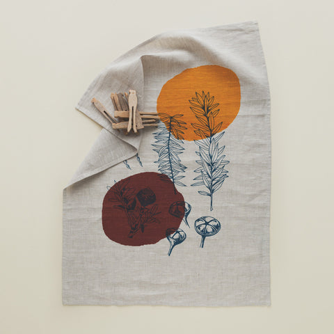Nature Print Linen Tea towel
