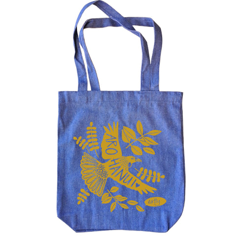 Denim Aroha nui Tui Tote Bag